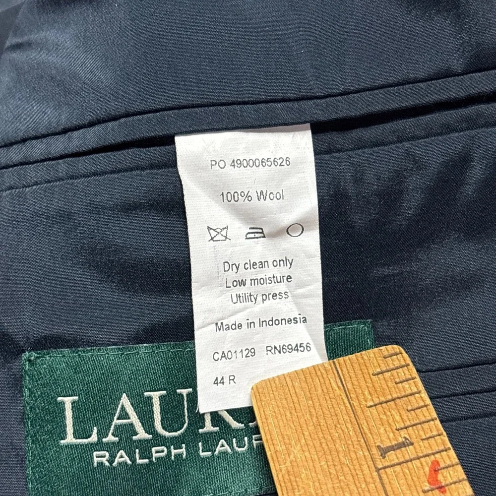 Lauren Ralph Lauren Blazer Mens 44R Navy Blue Gold Buttons Suit Jacket Wool READ